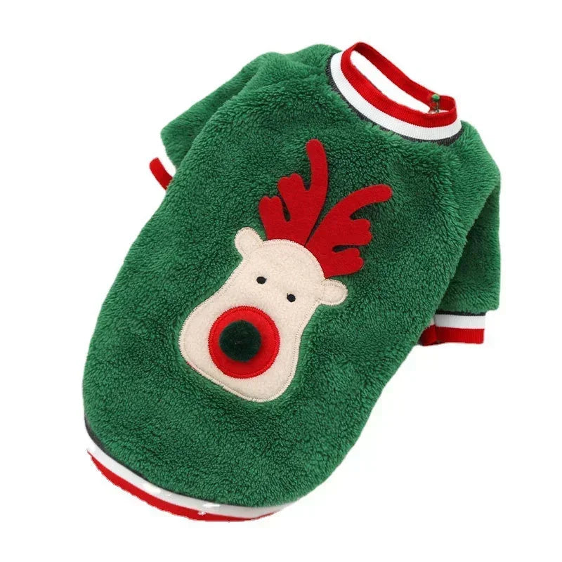 Christmas Dog Hoodie – Warm Elk & Santa Coat for Small & Medium Pets