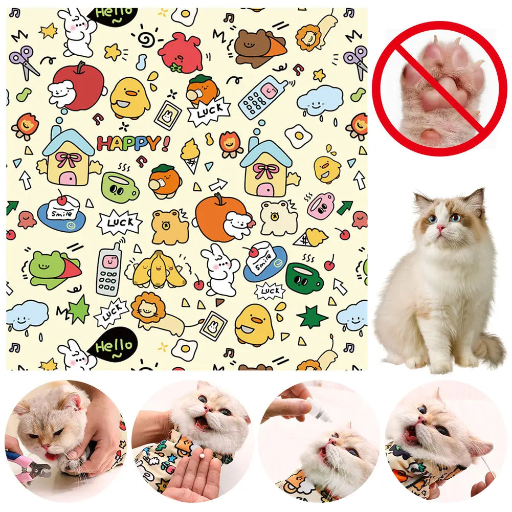 Cat Grooming Wrap – Self-Adherent Restraint Swaddle