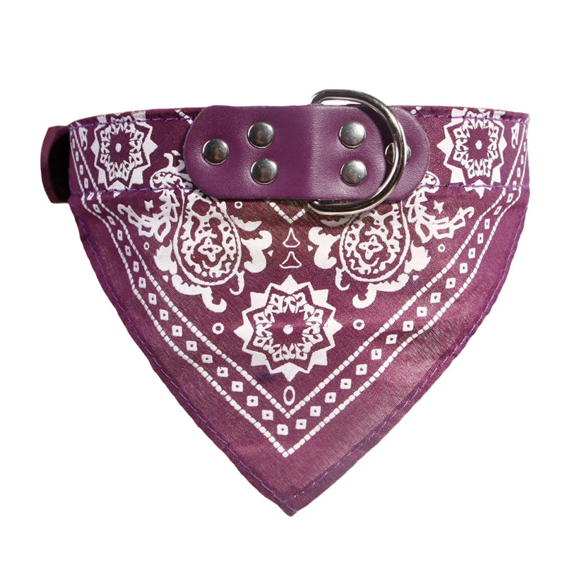 PU Pet Collar with Scarf – Adjustable for Small & Medium Dogs