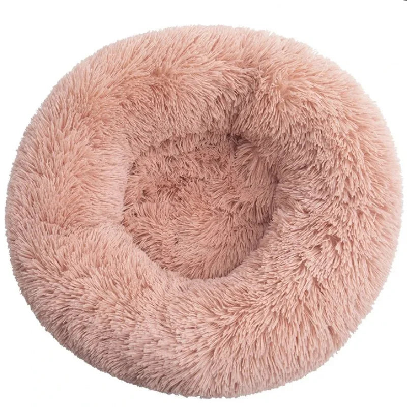 Round Plush Pet Bed for Cats & Dogs – Winter Warm Sleeping Bed