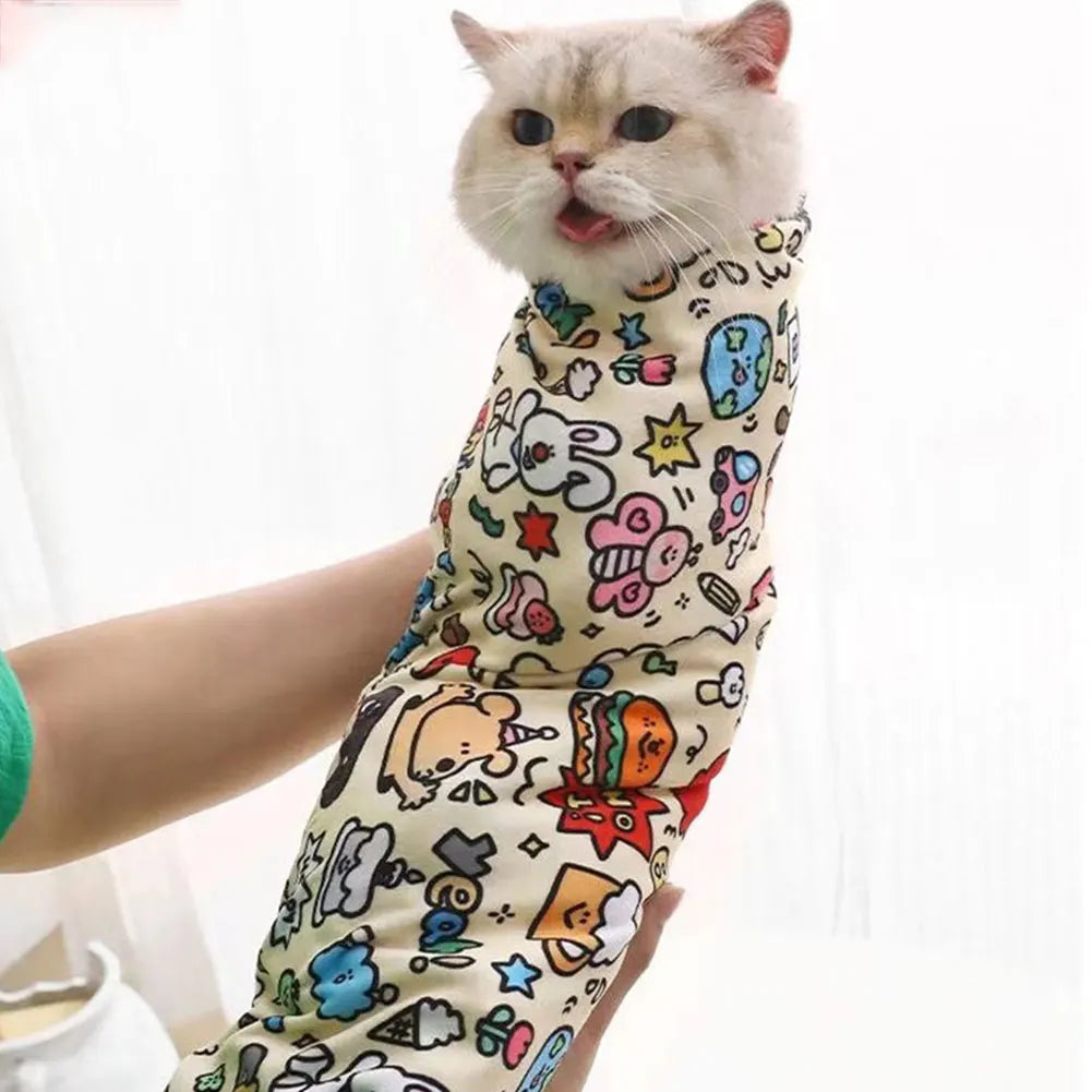 Cat Grooming Wrap – Self-Adherent Restraint Swaddle