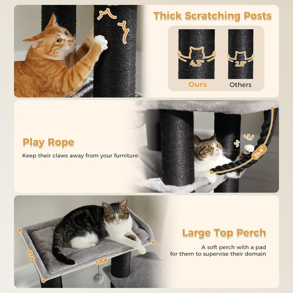 XXL Cat Tree Tower – 67" Heavy-Duty Indoor Cat Furniture with 13 Thick Scratching Posts, Super Large Perch & Cozy Spa