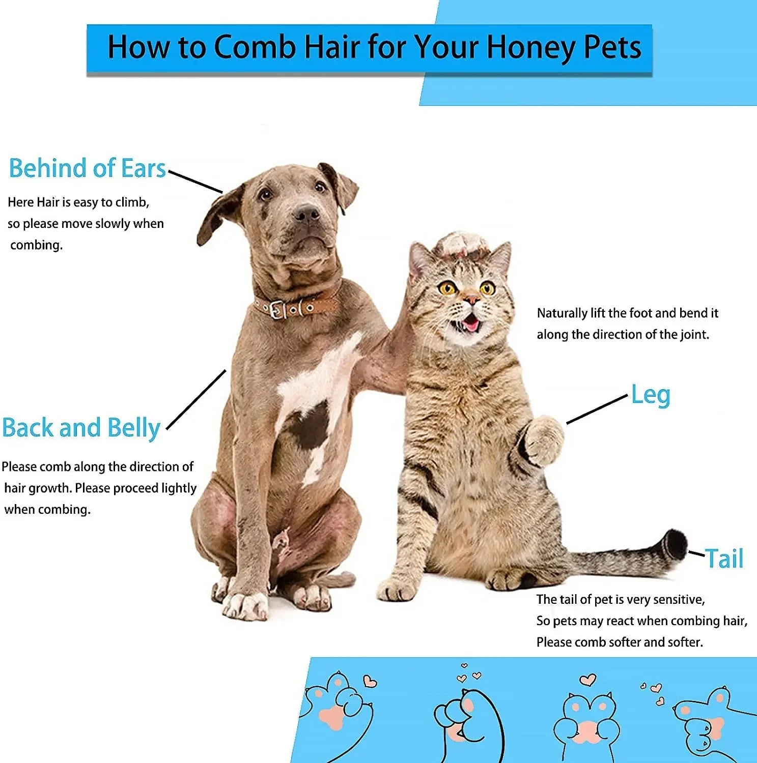 Dog & Cat Hair Remover Brush – Grooming Comb for Long Hair Pets