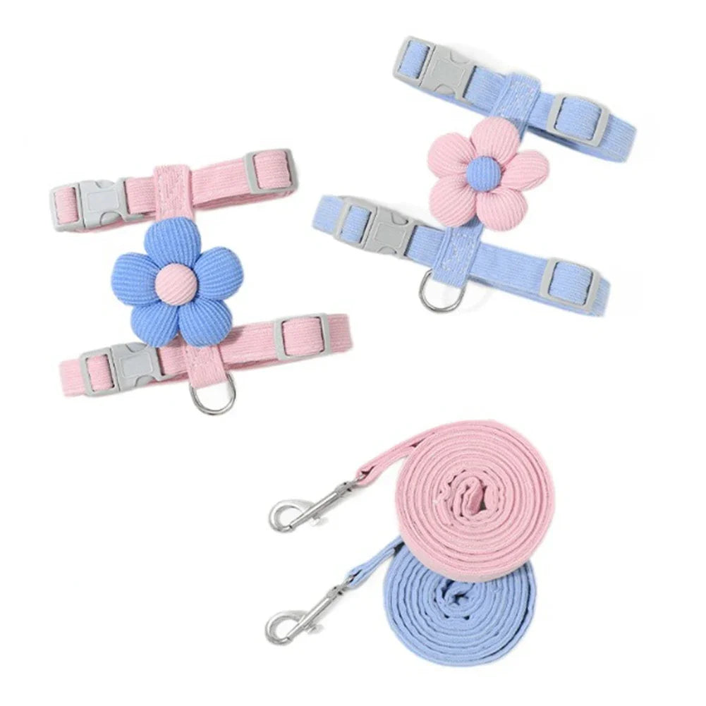Pet Leash and Harness Set – Adjustable Vest with Self-Carrying Traction Rope for Dogs & Cats