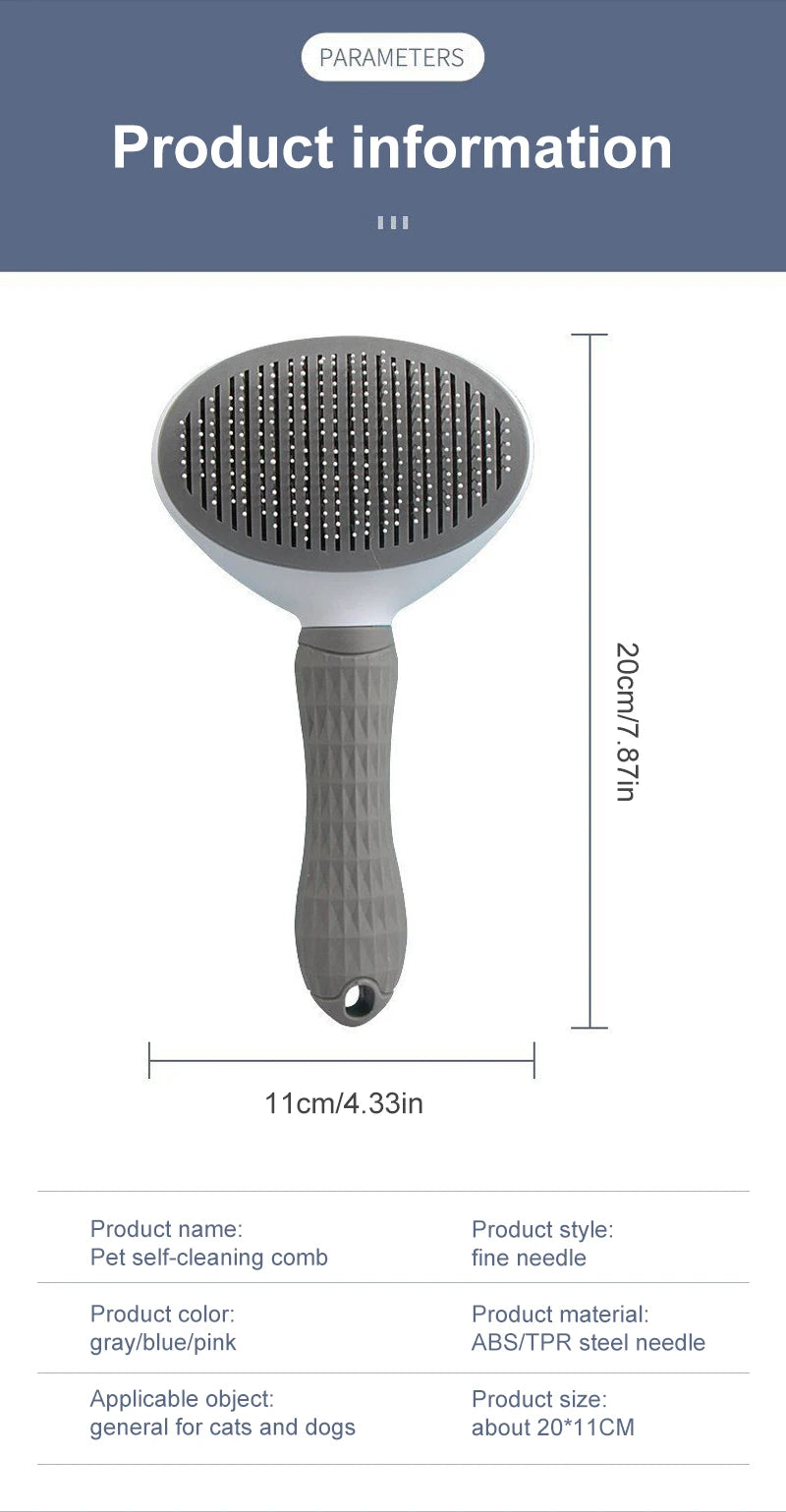 Dog & Cat Hair Remover Brush – Grooming Comb for Long Hair Pets