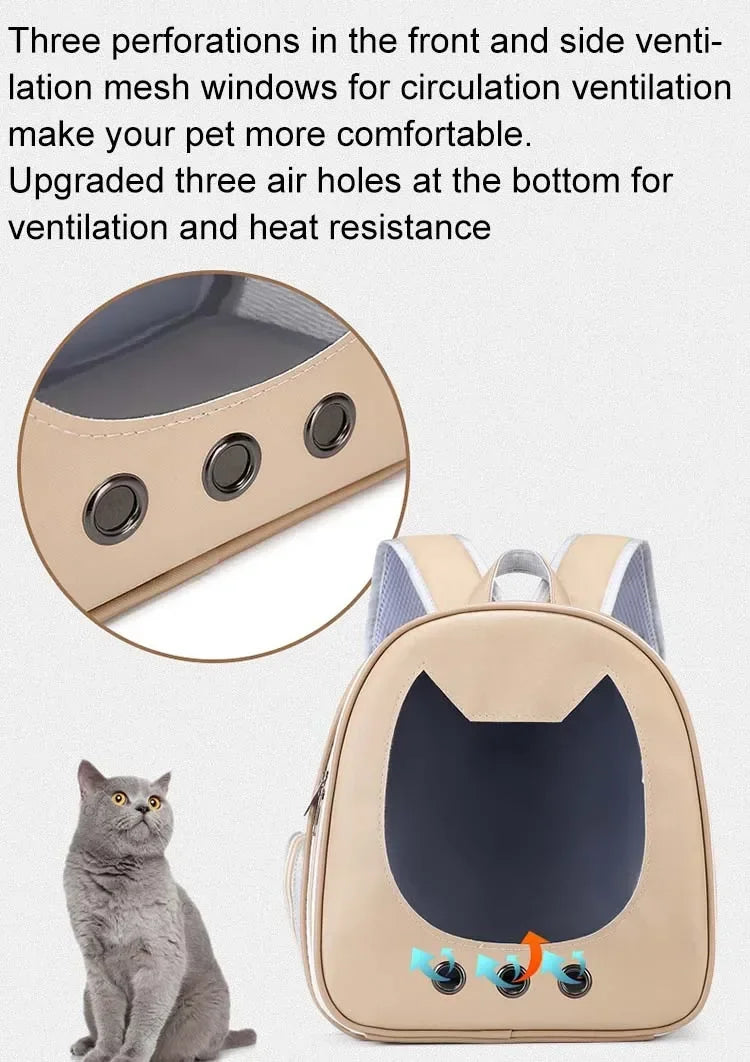PU Transparent Pet Carrier Backpack – Cat & Small Dog Travel Bag