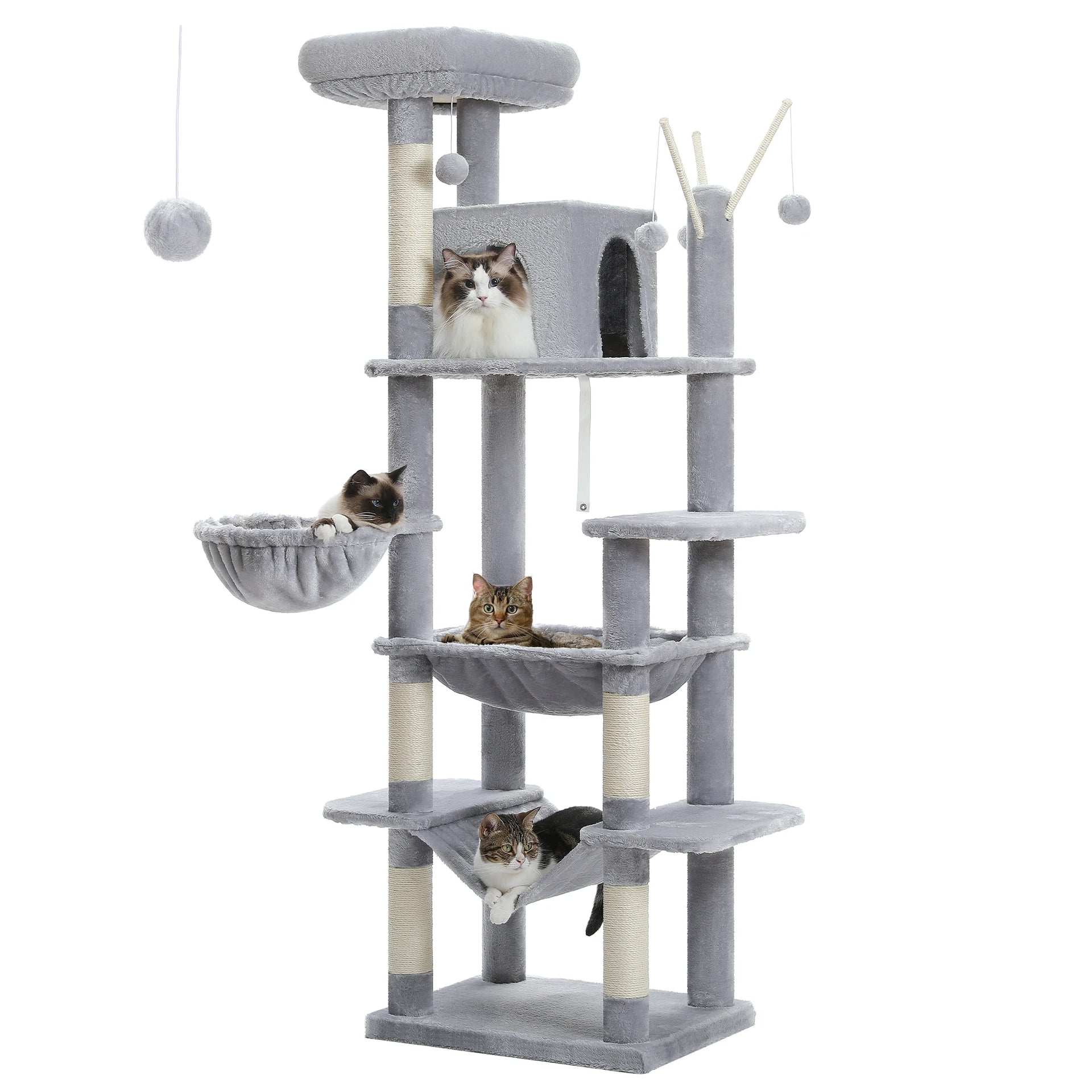 Multi-Level Cat Tree Tower for Indoor Cats – Modern Cat Furniture with Scratching Posts, Condo & Large Hammock