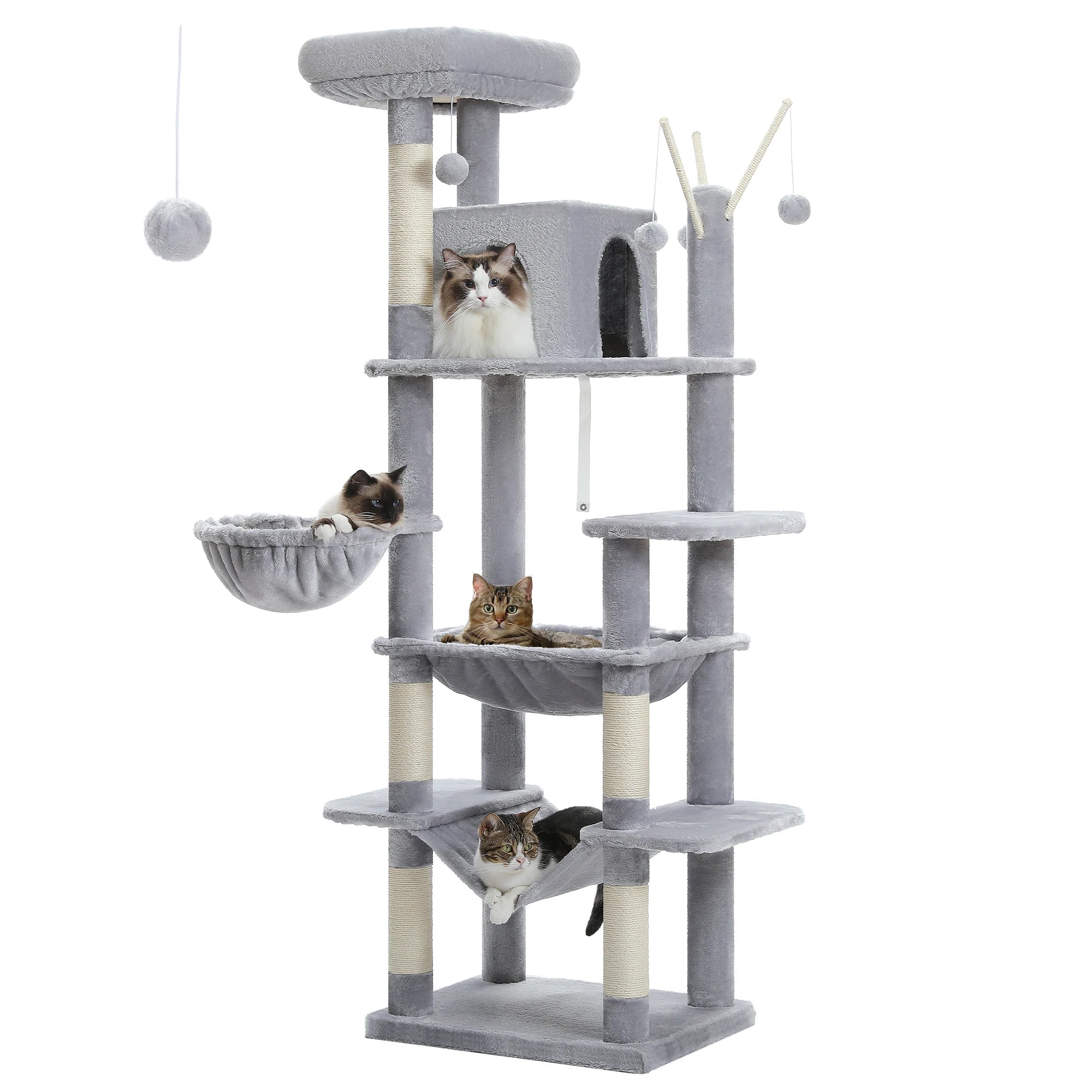 Multi-Level Cat Tree Tower for Indoor Cats – Modern Cat Furniture with Scratching Posts, Condo & Large Hammock