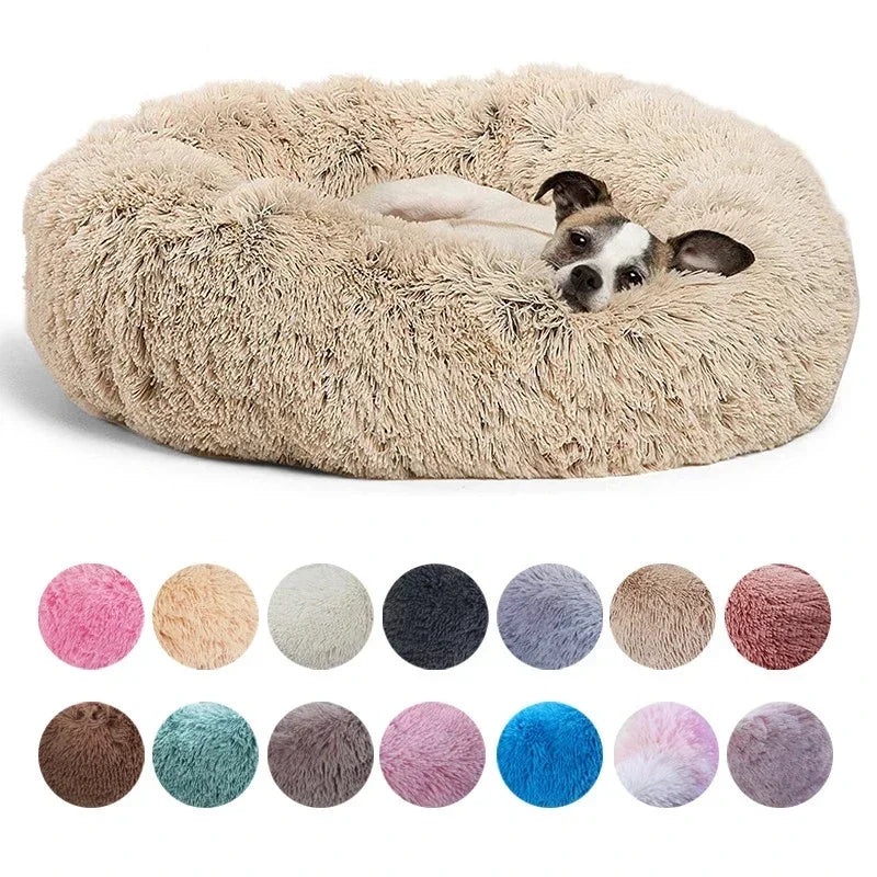 Round Plush Pet Bed for Cats & Dogs – Winter Warm Sleeping Bed