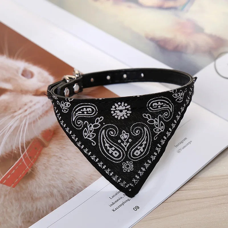 PU Pet Collar with Scarf – Adjustable for Small & Medium Dogs