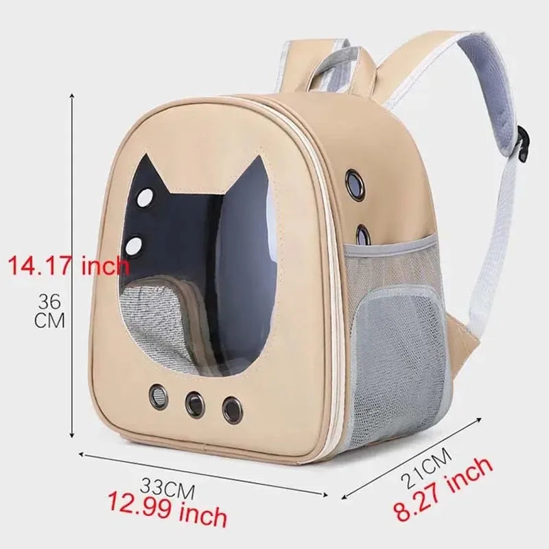 PU Transparent Pet Carrier Backpack – Cat & Small Dog Travel Bag