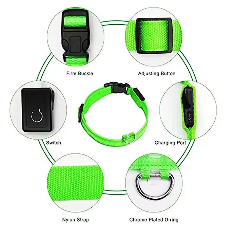 Keep Your Pet Safe at Night – 3-Mode USB LED Glow Collar for Dogs & Cats