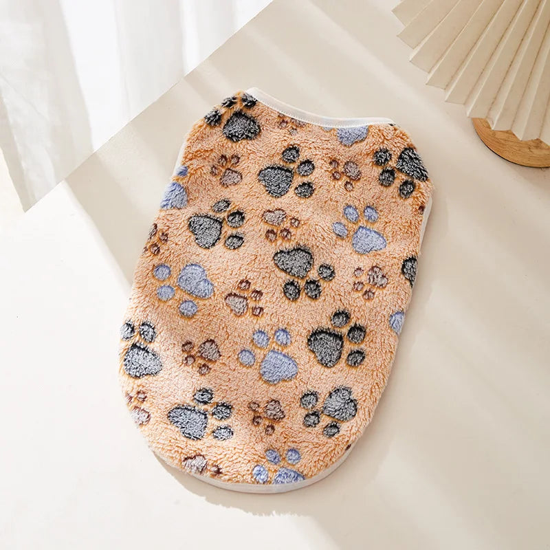 Flannel Paw Print Dog Vest – Soft Cozy Coat for Small & Medium Pets