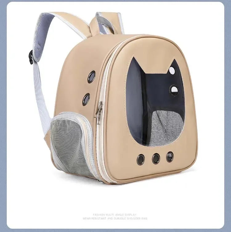 PU Transparent Pet Carrier Backpack – Cat & Small Dog Travel Bag