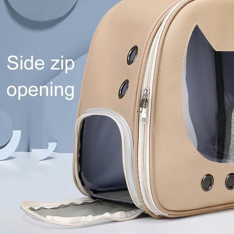 PU Transparent Pet Carrier Backpack – Cat & Small Dog Travel Bag