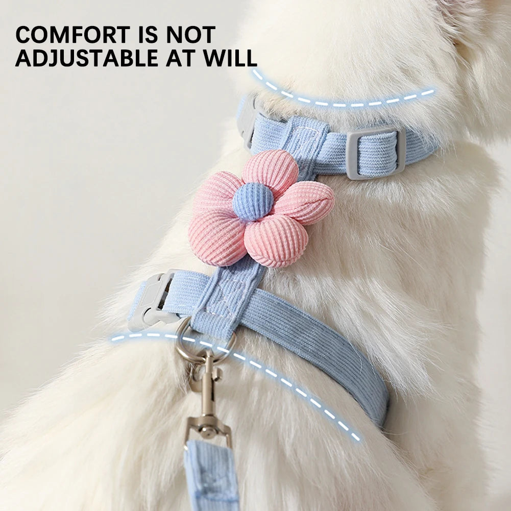 Pet Leash and Harness Set – Adjustable Vest with Self-Carrying Traction Rope for Dogs & Cats