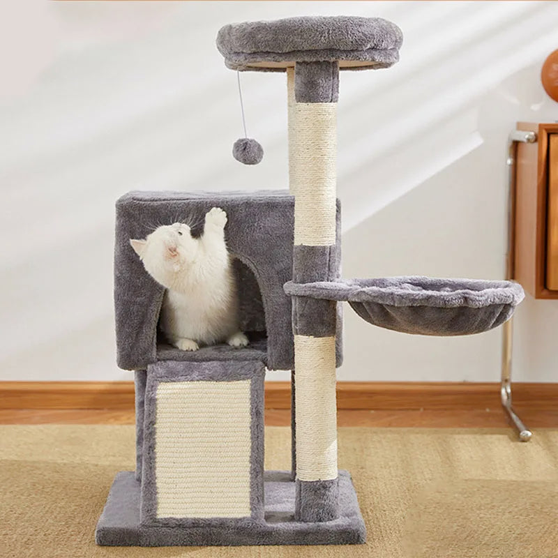 Luxury Cat Tree Tower – Multi-Level Cat Furniture with Double Condos, Hammock, Spacious Perch & Sisal Scratching Posts