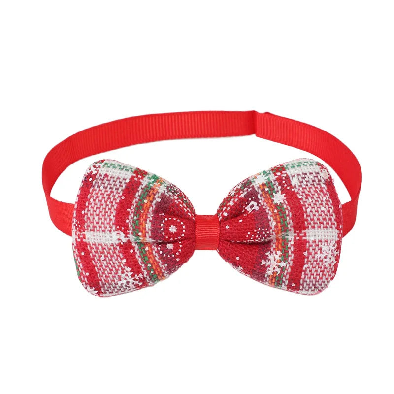 Christmas Pet Bow Tie – Red Mini Tie with Festive Elements for Dogs & Cats