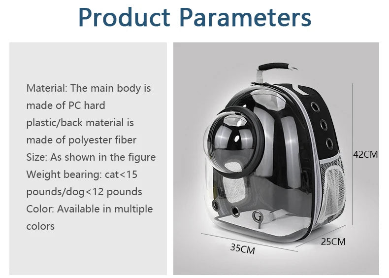 Transparent Space Capsule Pet Backpack