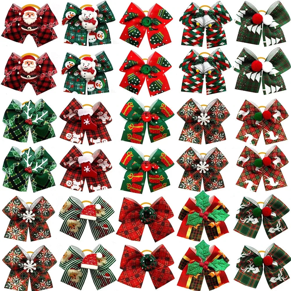 50-Pack Christmas Dog Hair Bows – Small Dog Grooming Accessories