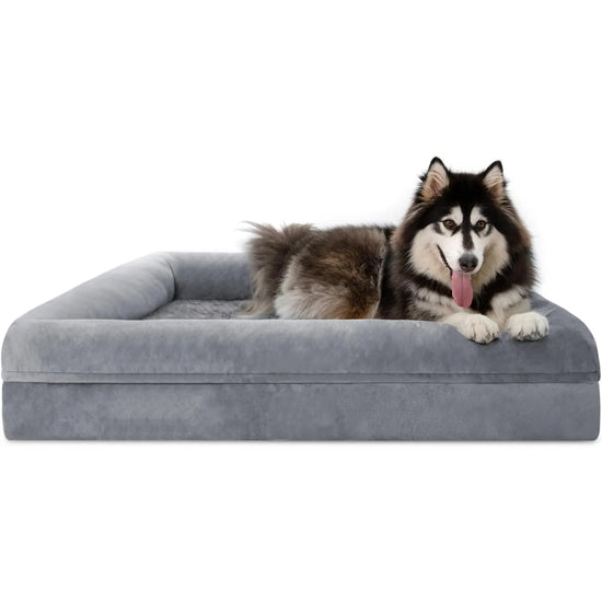 XL Orthopedic Waterproof Dog Bed with Washable Cover – Gray