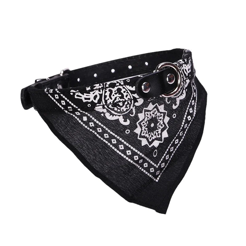 PU Pet Collar with Scarf – Adjustable for Small & Medium Dogs