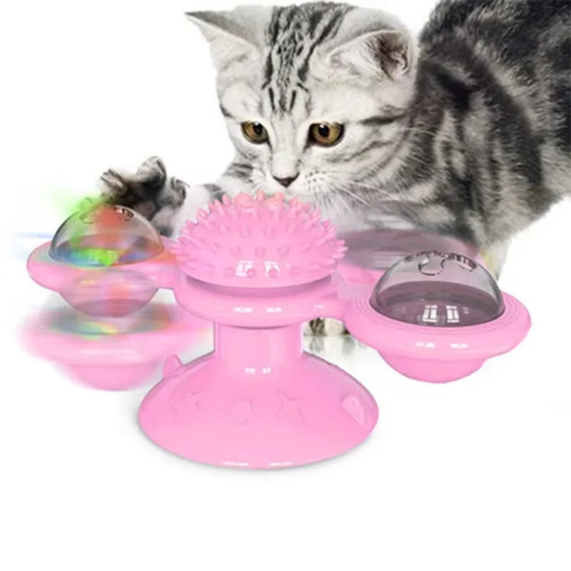 Interactive Windmill Cat Toy – Puzzle Turntable for Kittens