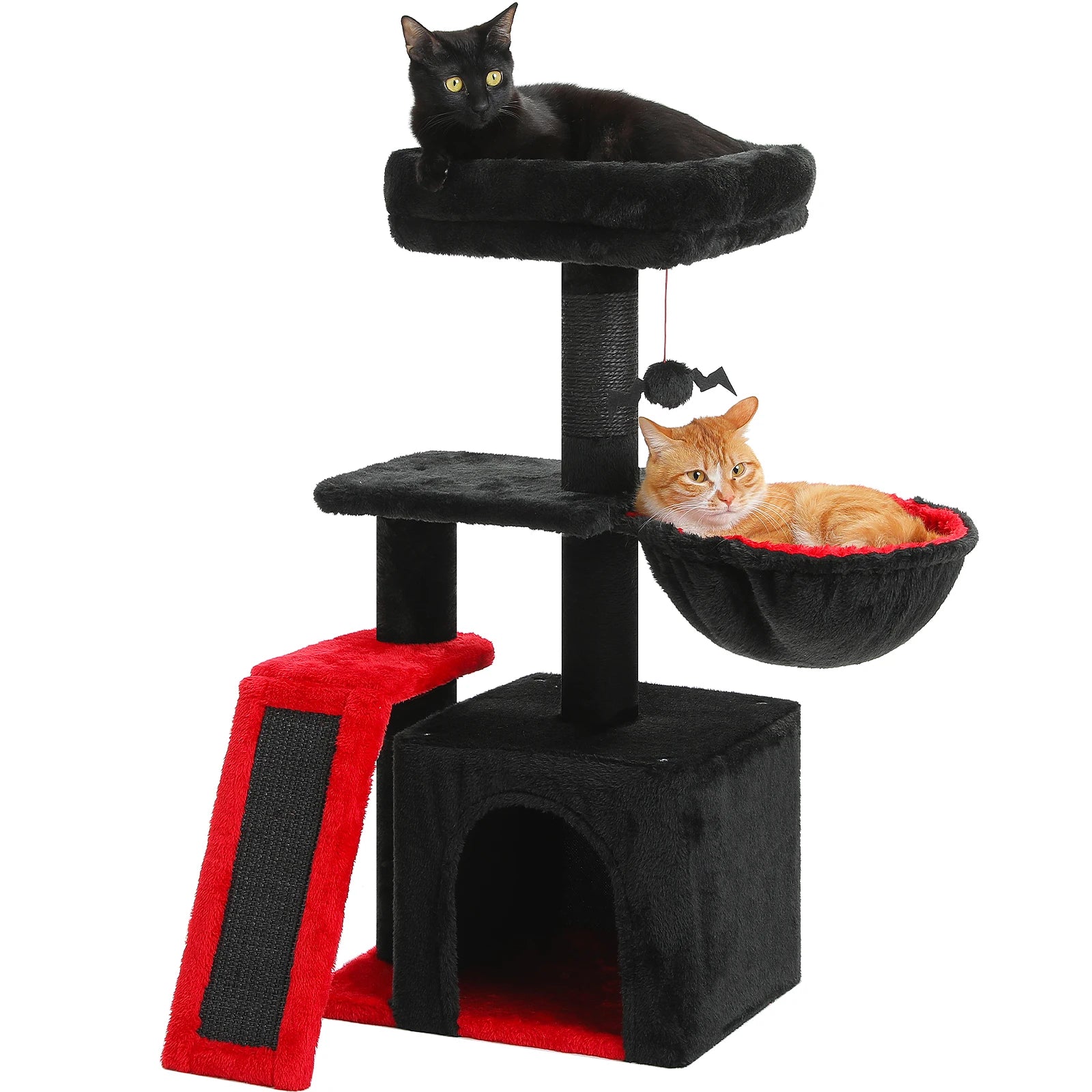Cat Tree Tower for Indoor Cats – 2-Style Cat Activity Center with Scratching Posts, Large Hammock & Removable Top Perch, Grey