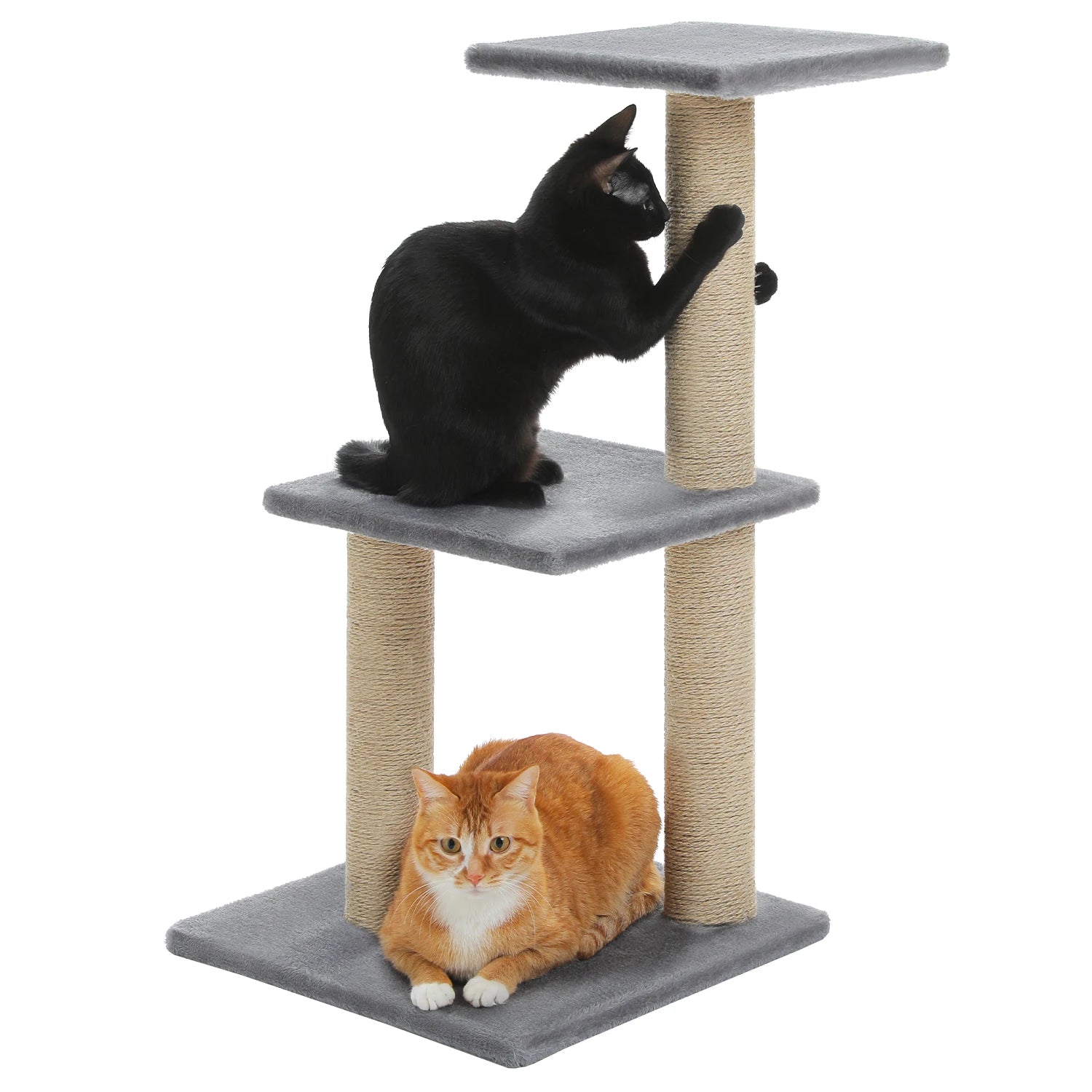 Cat Tree Tower for Indoor Cats – 2-Style Cat Activity Center with Scratching Posts, Large Hammock & Removable Top Perch, Grey
