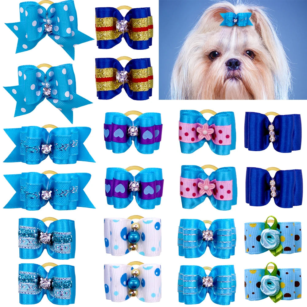 10-Pack Handmade Valentine’s Day Pet Hair Bows – Small Dog & Cat Grooming Accessories