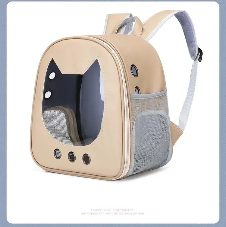 PU Transparent Pet Carrier Backpack – Cat & Small Dog Travel Bag