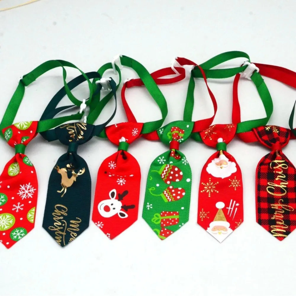 Christmas Dog & Cat Ties – Adjustable Holiday Pet Neckwear (Random Styles)