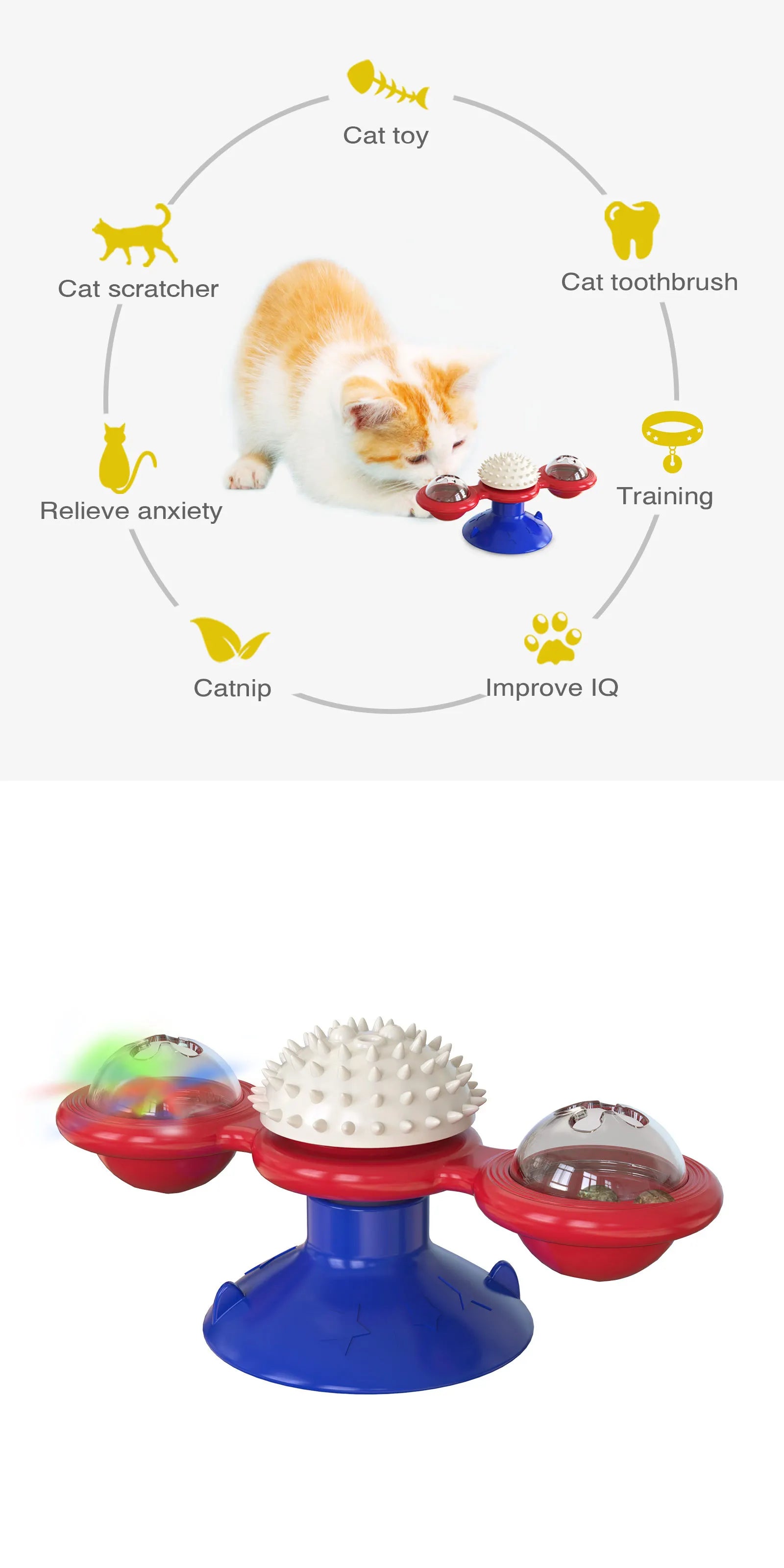 Interactive Windmill Cat Toy – Puzzle Turntable for Kittens
