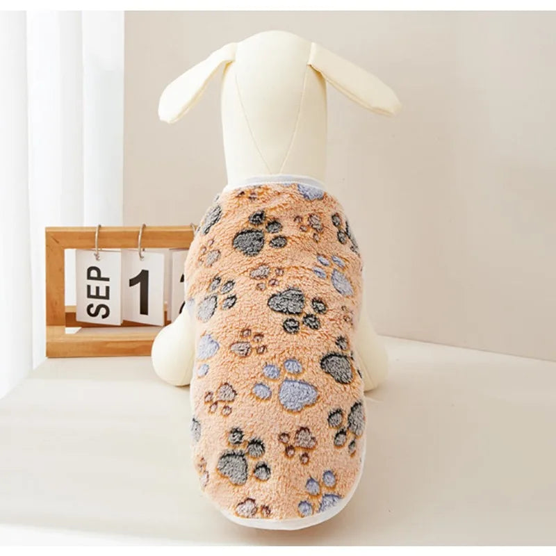 Flannel Paw Print Dog Vest – Soft Cozy Coat for Small & Medium Pets