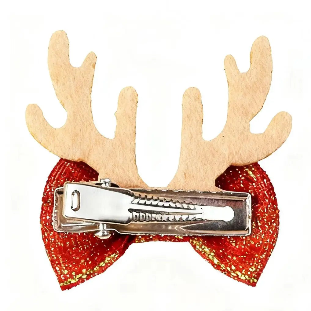 20/30/50-Pack Christmas Antler Dog Bows – Metal Clip Hairpins for Dogs & Cats