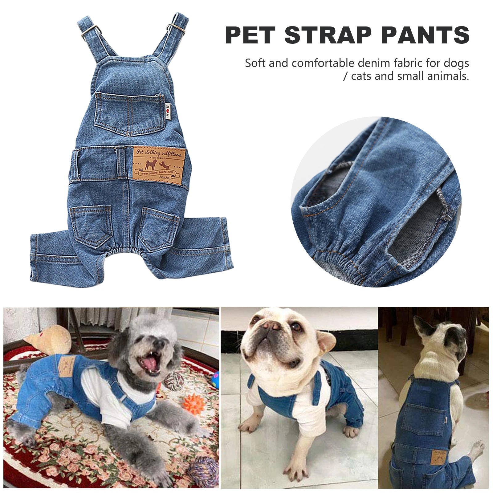 Dog Denim Jumpsuit – Fashion Cotton Outfit for Small & Medium Dogs and Cats