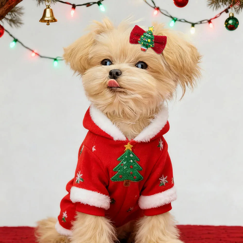 10/20-Pack Handmade Christmas Dog Bows – Metal Clip Hairpins for Dogs & Puppies