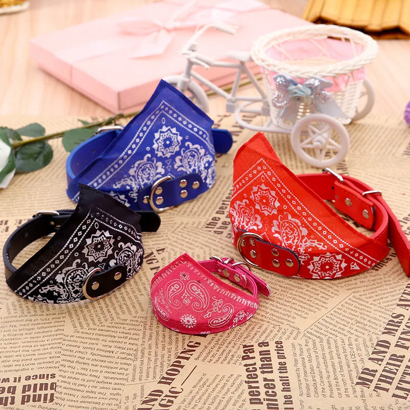 PU Pet Collar with Scarf – Adjustable for Small & Medium Dogs