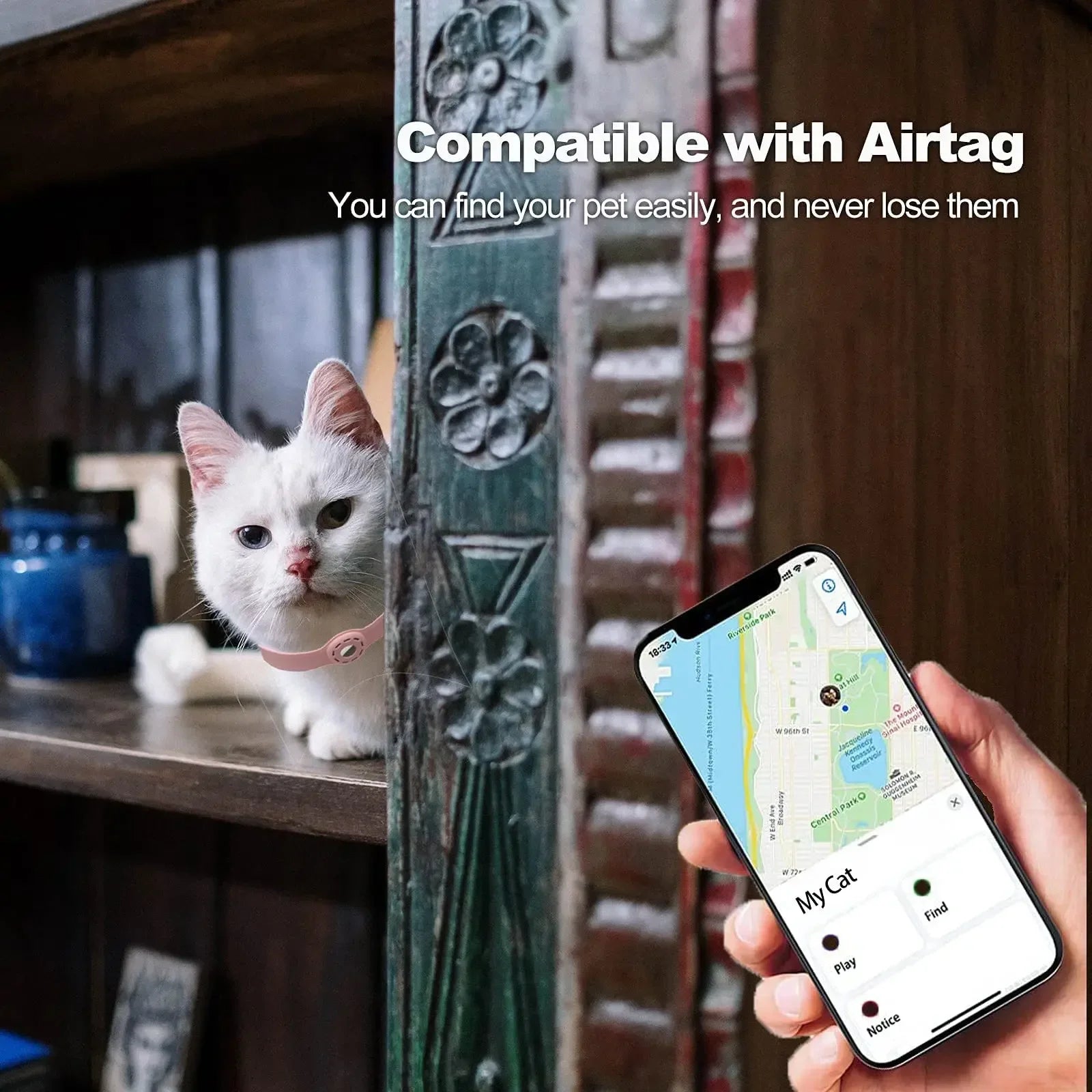 Silicone Anti-Lost Pet Collar – Adjustable for Apple AirTag
