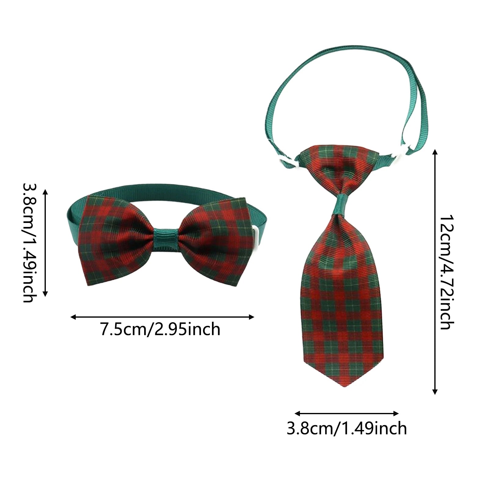 Plaid Bowknot Dog & Cat Collar Set – Elegant Xmas Pet Costume