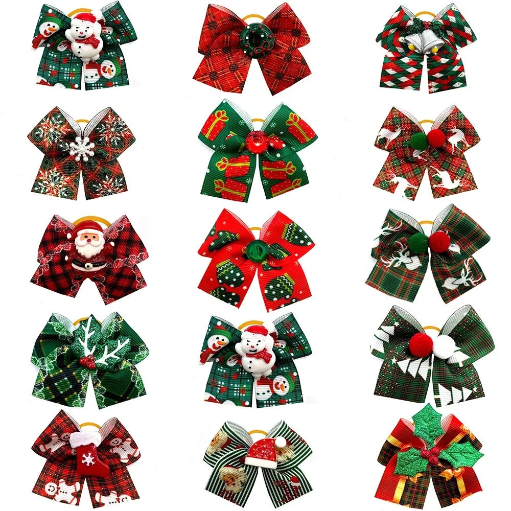 50-Pack Christmas Dog Hair Bows – Small Dog Grooming Accessories