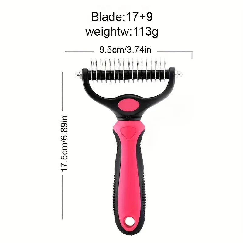 Double-Sided Pet Grooming Tool – Stainless Steel Dog Comb for Shedding & Dematting