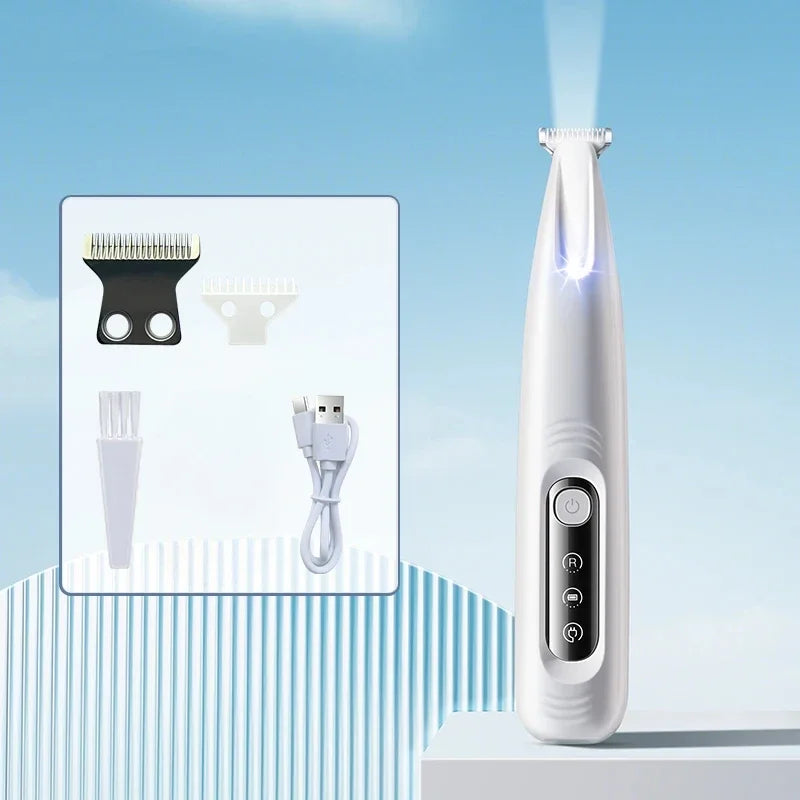 Type-C Dog Paw Trimmer with LED Light – Waterproof Pet Hair Clippers