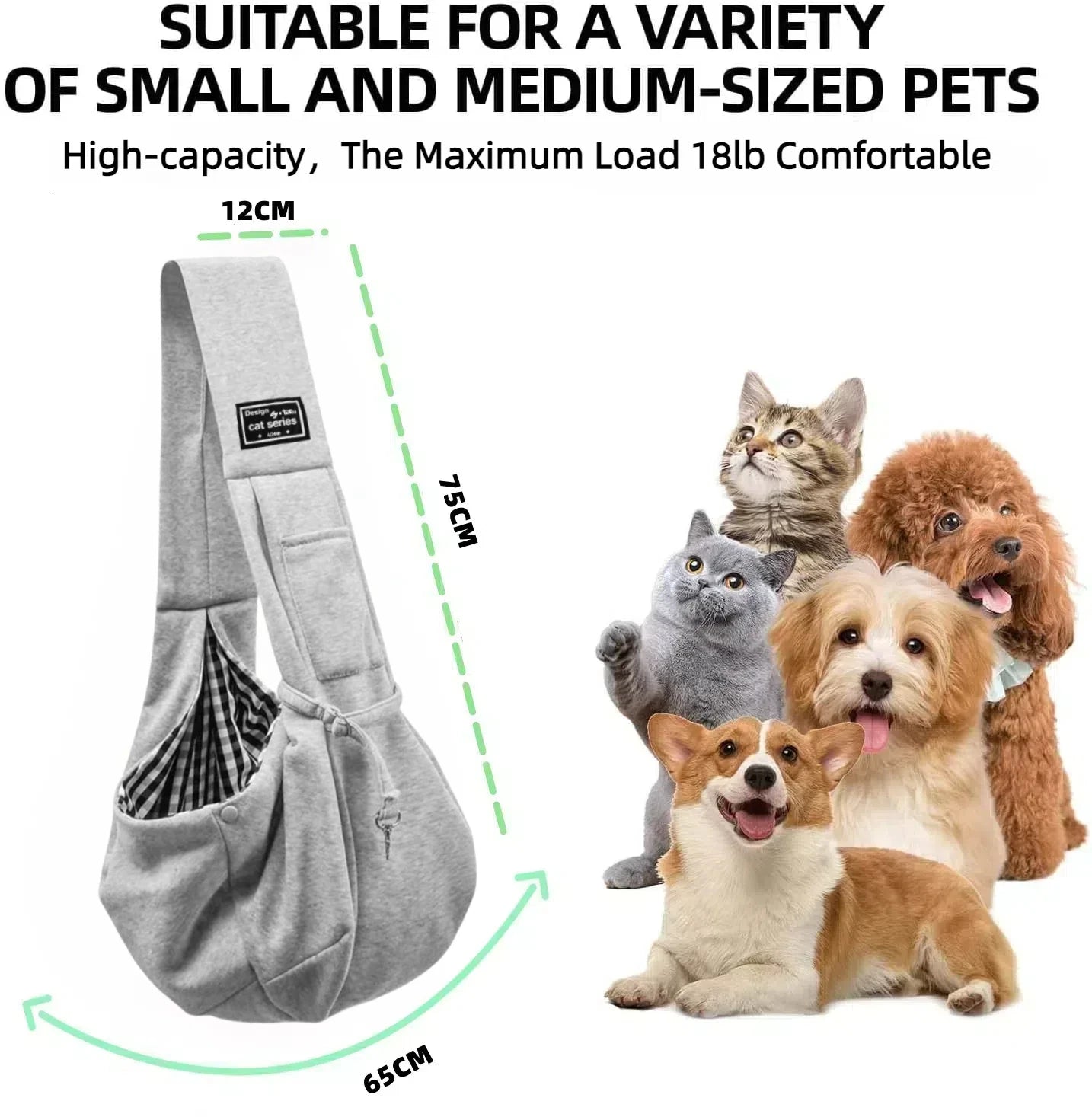Cotton Pet Sling Bag – Comfortable Dog & Cat Shoulder Carrier
