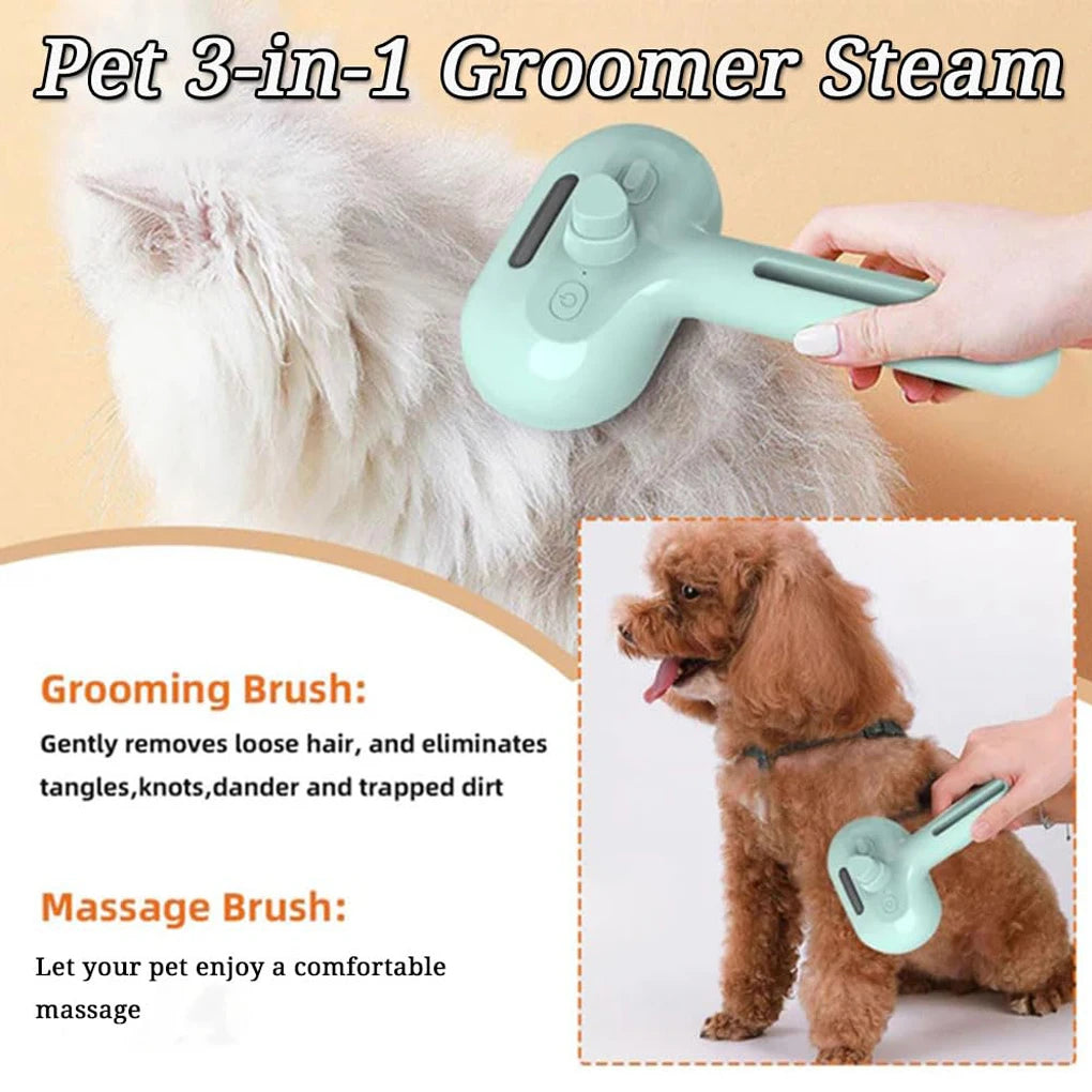 Steam Spray Dog Grooming Brush – Luxury Pet Hair Care