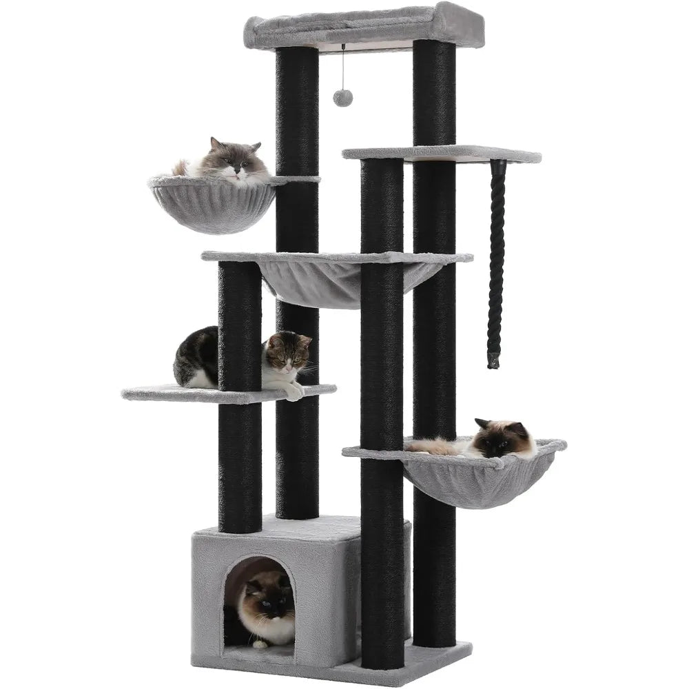 XXL Cat Tree Tower – 67" Heavy-Duty Indoor Cat Furniture with 13 Thick Scratching Posts, Super Large Perch & Cozy Spa