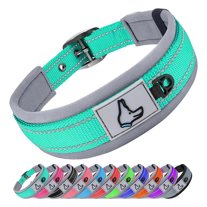 Padded Reflective Dog Collar – Heavy Duty Adjustable