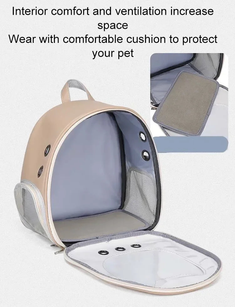 PU Transparent Pet Carrier Backpack – Cat & Small Dog Travel Bag