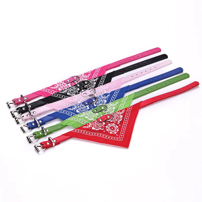 PU Pet Collar with Scarf – Adjustable for Small & Medium Dogs