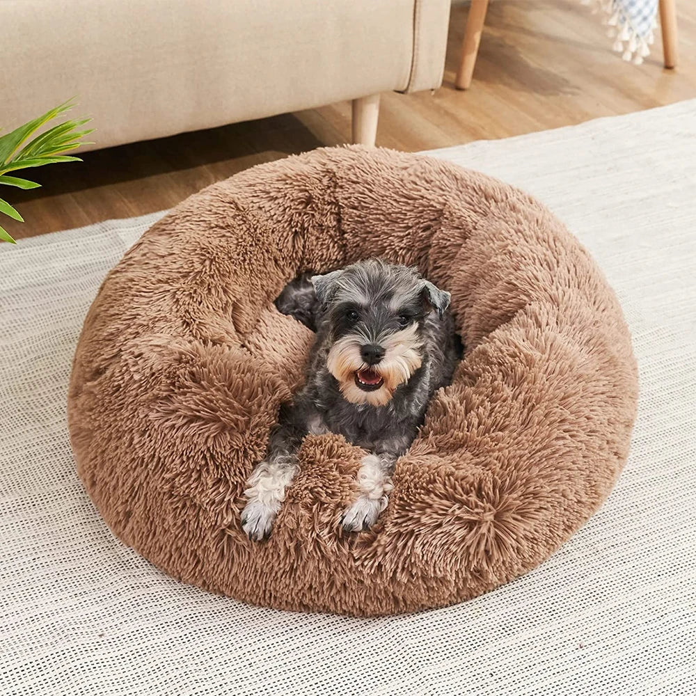 Round Plush Pet Bed for Cats & Dogs – Winter Warm Sleeping Bed